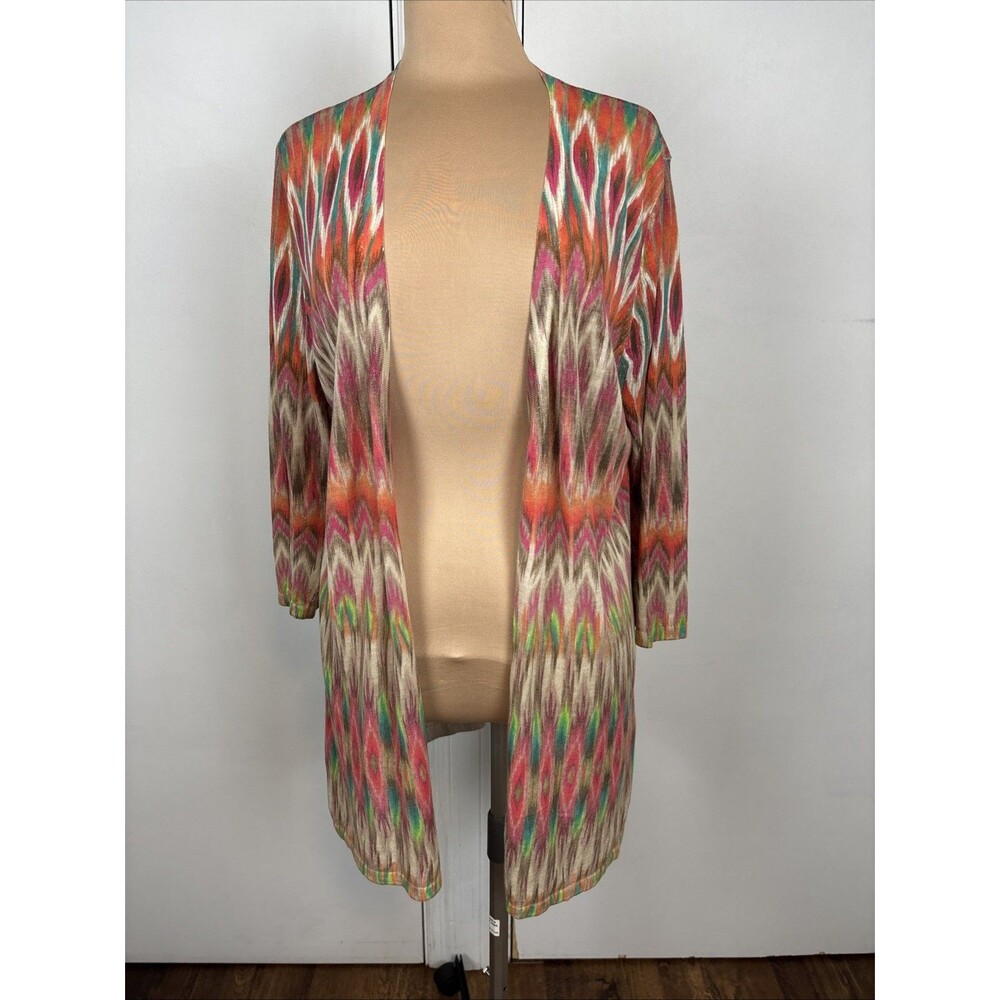 Chico's Women's Cardigan Sweater 3/4 Sleeve, Open Front Boho 2